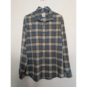 Flylow Shirt Plaid Blue Button Up Stretch Outdoor Hike Cycling Mens Large
